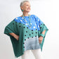 hand painted shirt in blue and aqua