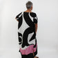 Black and Pink Swirl Kaftan