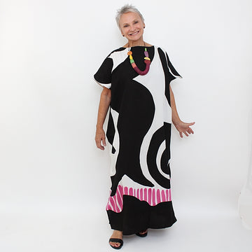 Black and Pink Swirl Kaftan