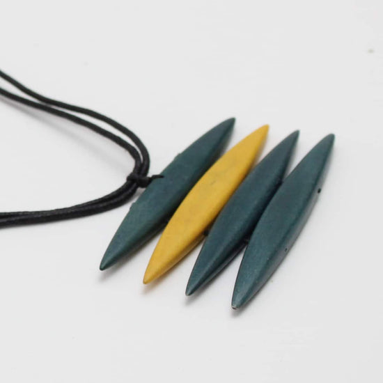 Teal and Yellow Sofia Necklace - Sylca Designs - Chunky Jewelry 