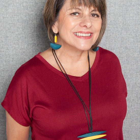 Teal and Yellow Sofia Necklace - Sylca Designs - Chunky Jewelry 