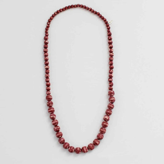 red wood beaded necklace