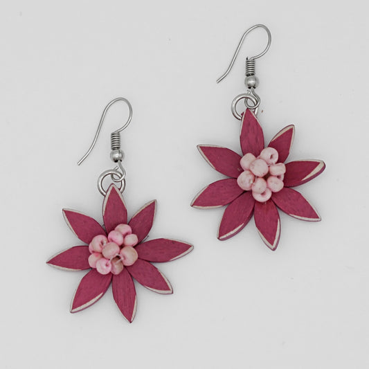 Magenta Amaya Flower Earrings