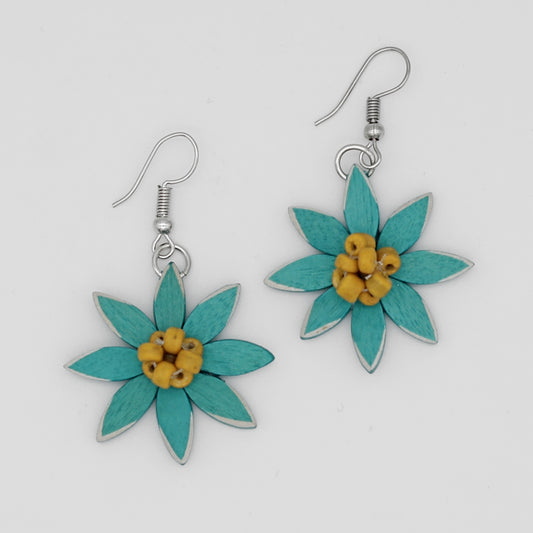 Teal Amaya Flower Earrings