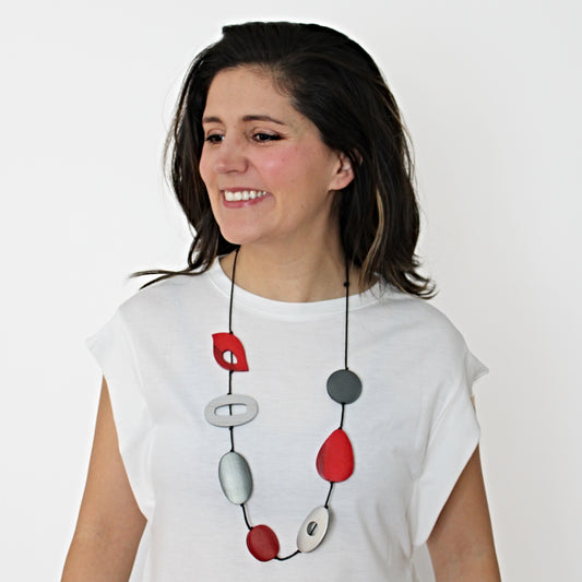 Red Abstract Wrenly Necklace