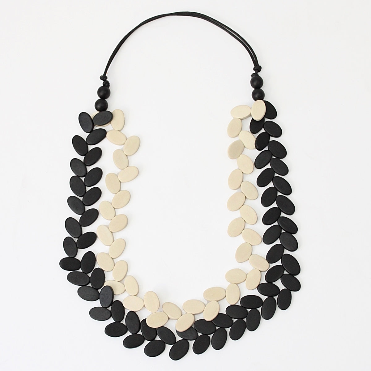 Natural and Black Double Strand Petra Necklace