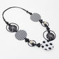 Black and White Fabric Disk Marina Necklace