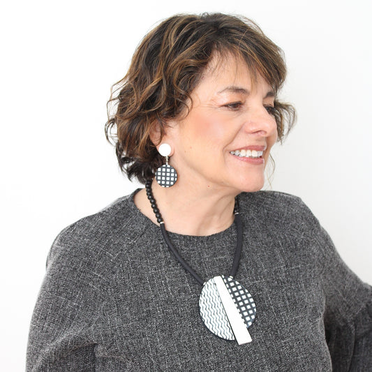 Black and White Checker Earrings - Sylca Designs - Chunky Jewelry 