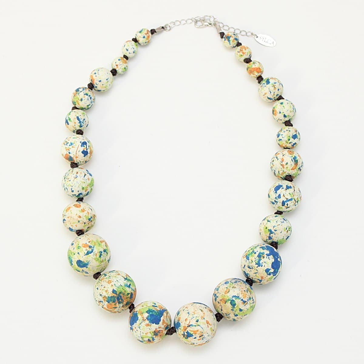 hand painted multi color bead necklace