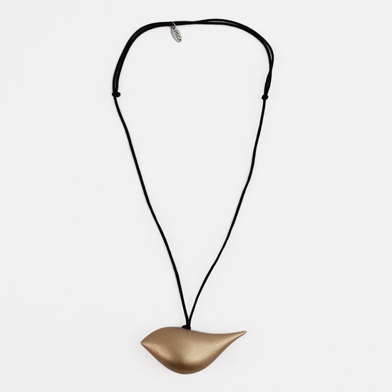 gold wooden bird necklace