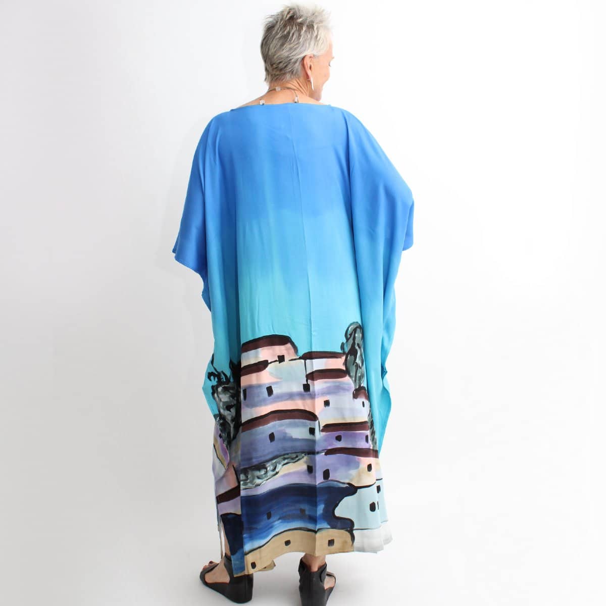 SANTORINI HAND PAINTED DRESS CAFTAN