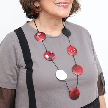 Red Marble Tori Necklace - Sylca Designs - Chunky Jewelry 