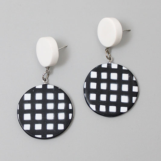 Black and White Checker Earrings - Sylca Designs - Chunky Jewelry 