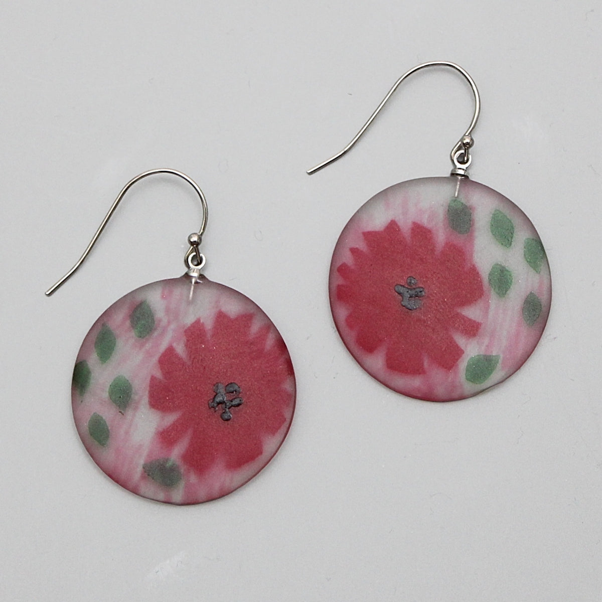Red Veronica Frosted Flower Earrings