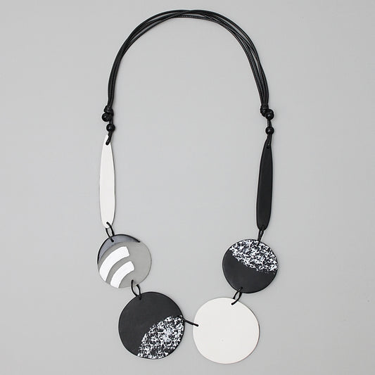 Black and White Eliana Resin Necklace - Sylca Designs - Chunky Jewelry 