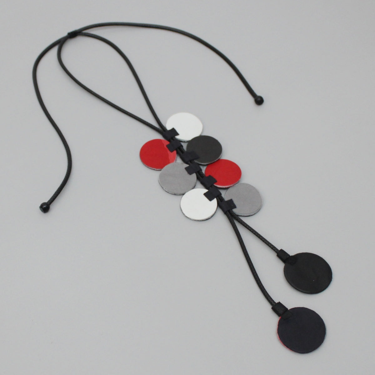 Red and Black Leather Arabella Pendant Necklace