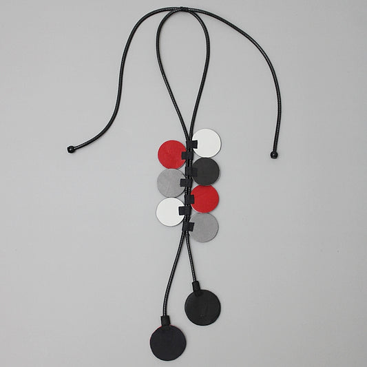 Red and Black Leather Arabella Pendant Necklace