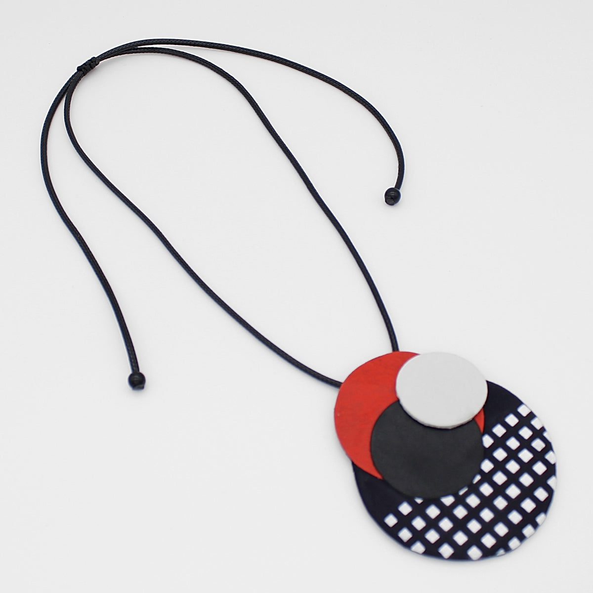 Harper Leather Circle Necklace Red