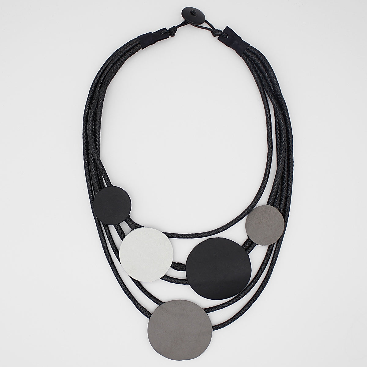 Grey Lydtel Leather Multi-Strand Necklace