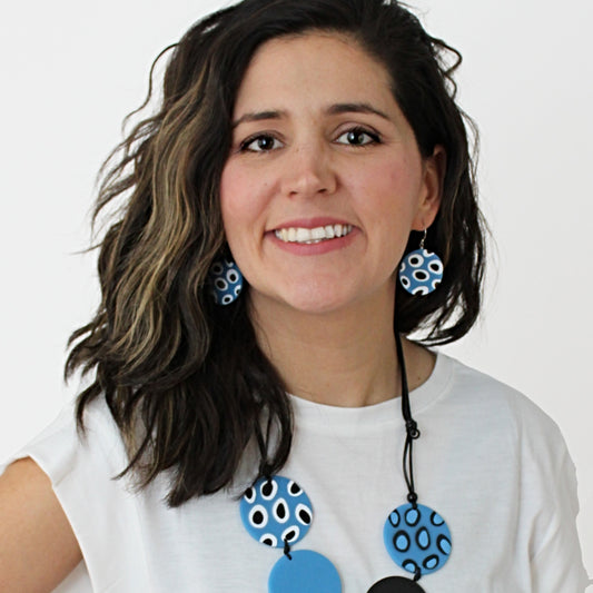 Blue White Janell Earrings - Sylca Designs - Chunky Jewelry 