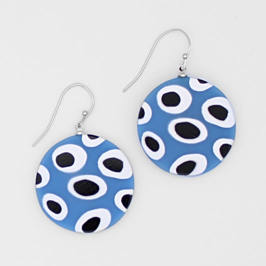 Blue White Janell Earrings - Sylca Designs - Chunky Jewelry 