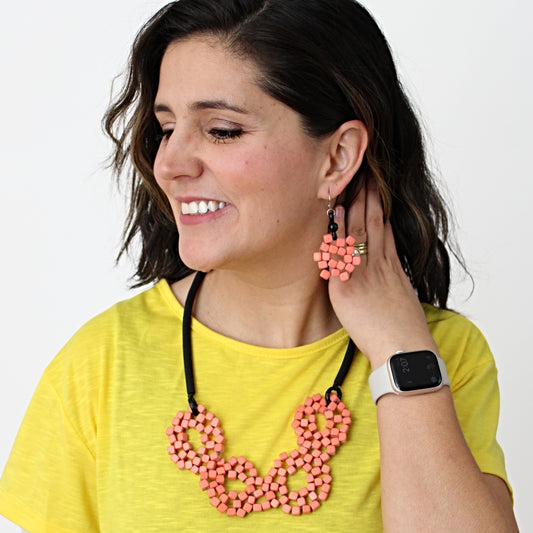 Peach Elyse Beaded Earrings
