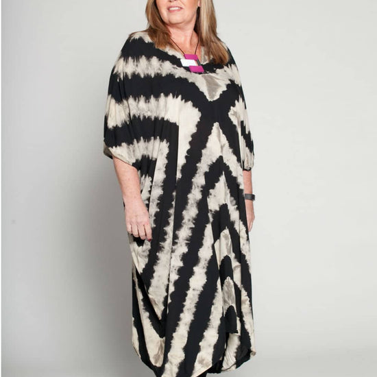 Hand decorated geometric maxi dress
