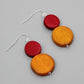 Red and Mustard Double Bead Cina Earrings