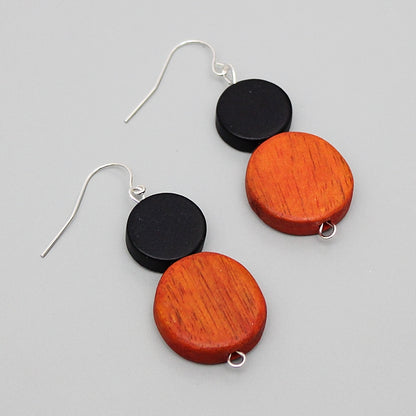 Black and Orange Double Bead Cina Earrings