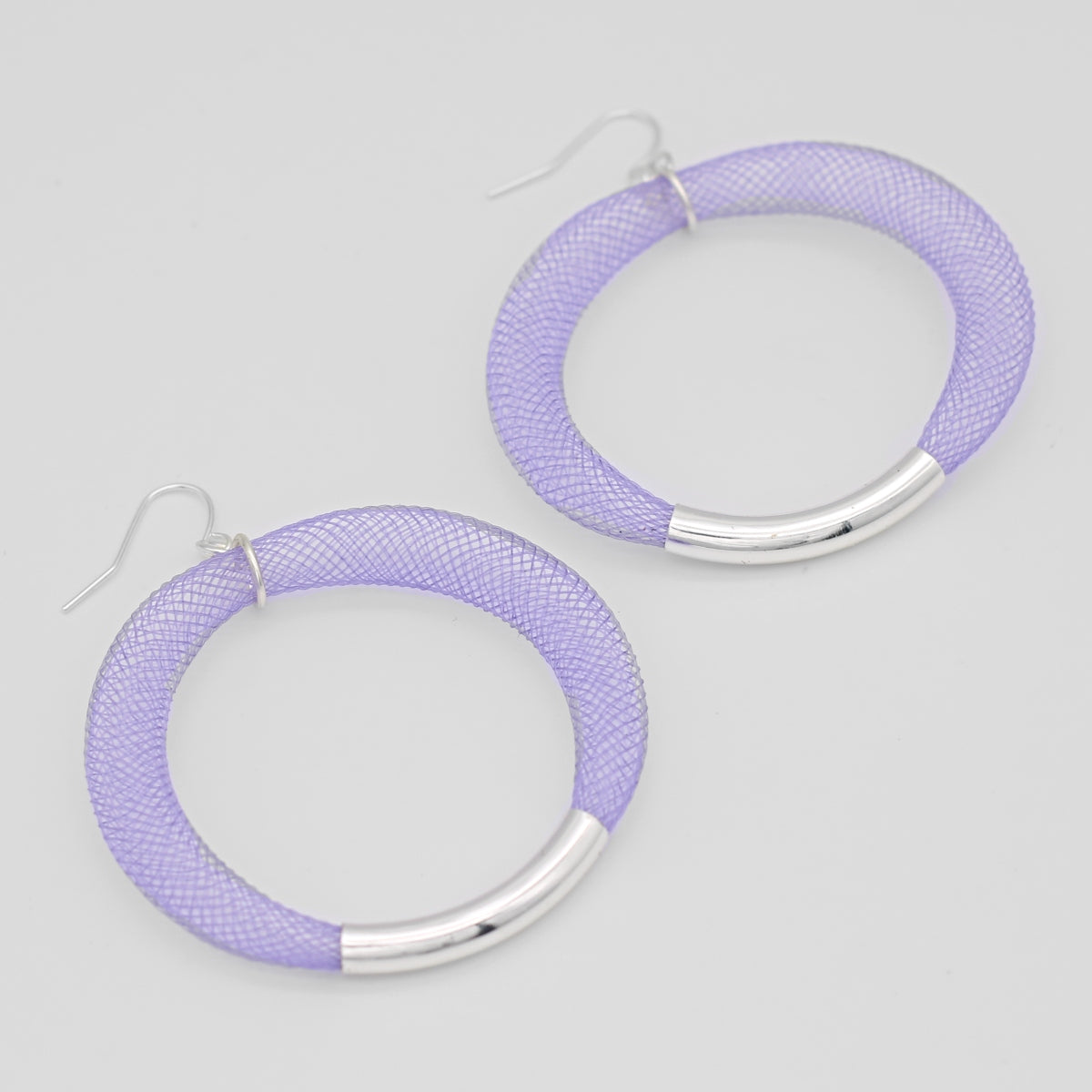 Purple Mesh Hoop Earring
