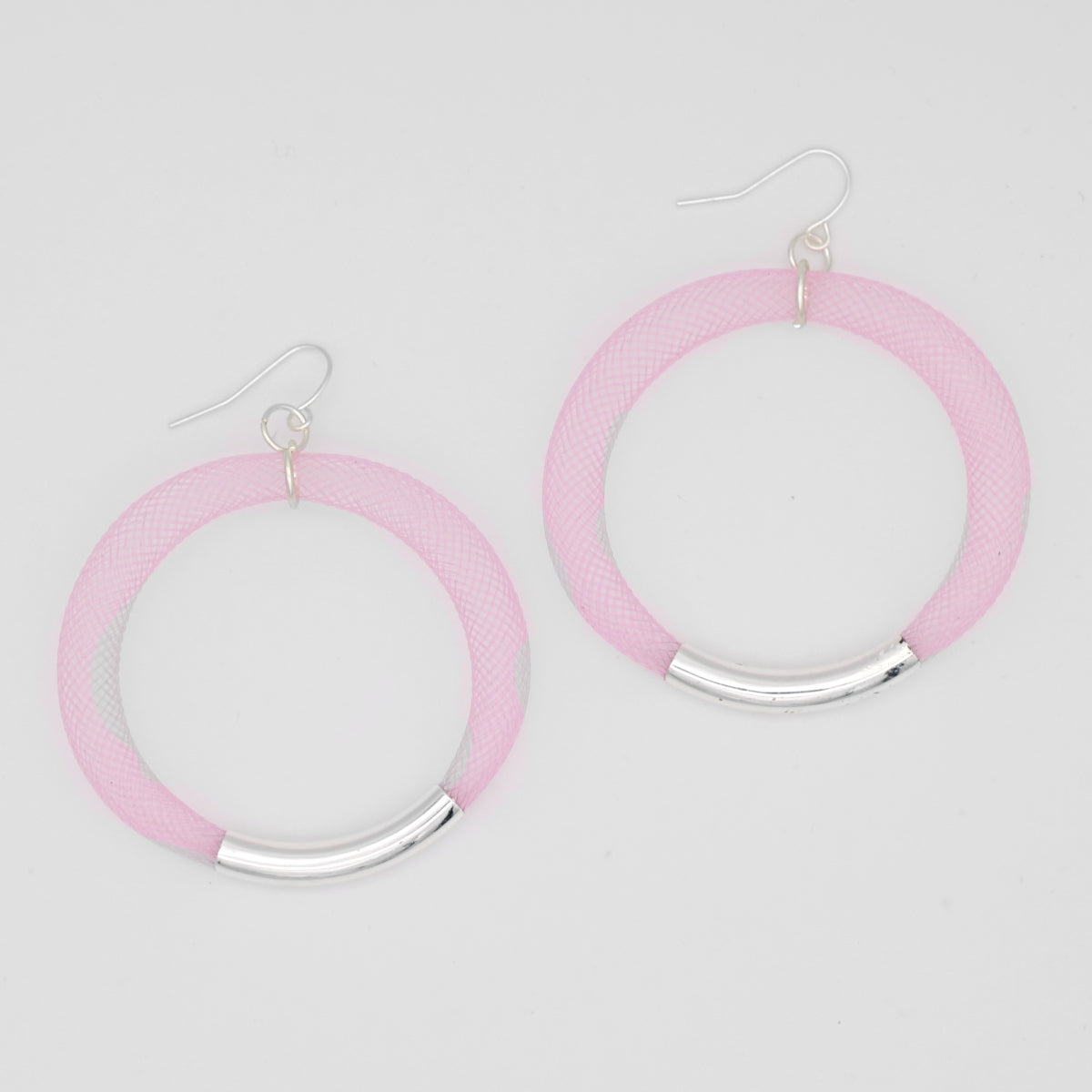 Light Pink Mesh Hoop Earring