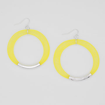 Yellow and Silver Mesh Hoop Earring