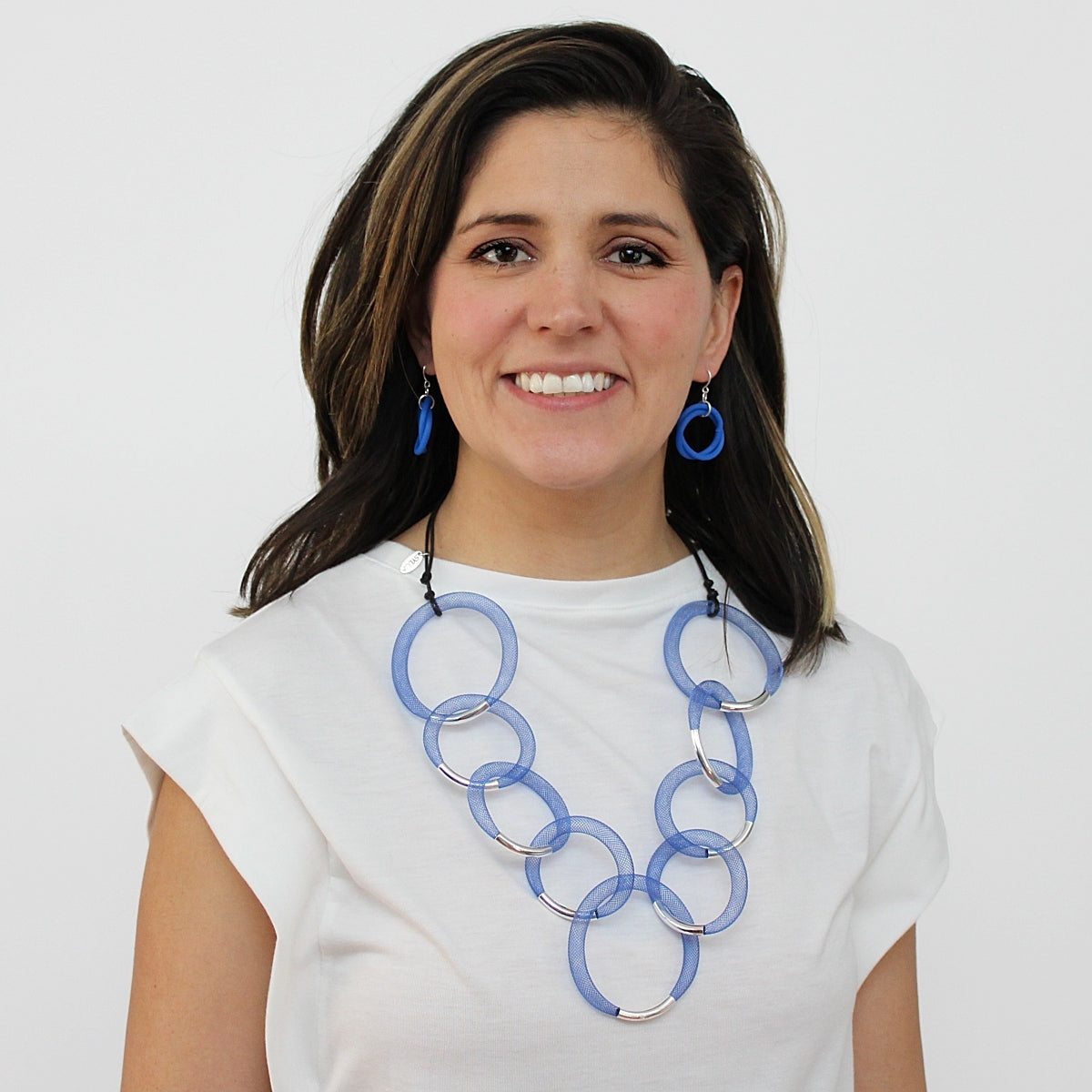 Blue and Silver Mesh Statement Necklace