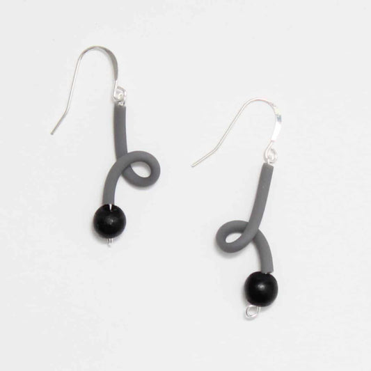 Grey rubber tube earrings