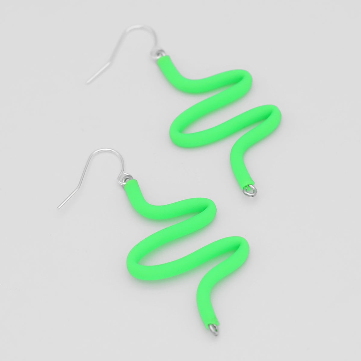 Artistic Rubber Tubing Naya Earrings Green