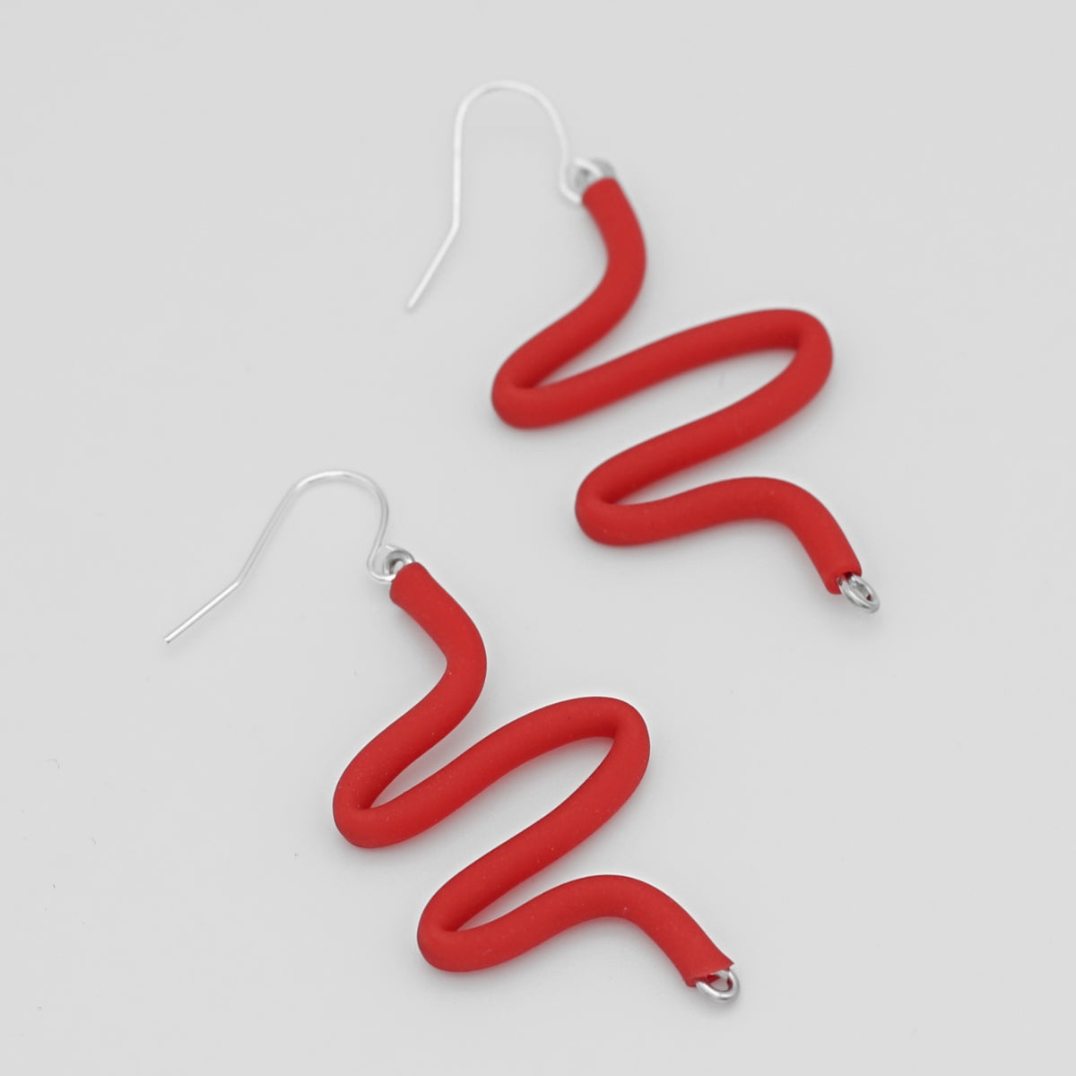 Artistic Rubber Tubing Naya Earrings Red