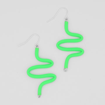 Artistic Rubber Tubing Naya Earrings Green