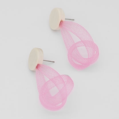 Light Pink Mesh Abstract Earrings