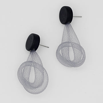 Gray Mesh Abstract Earrings
