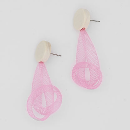 Light Pink Mesh Abstract Earrings