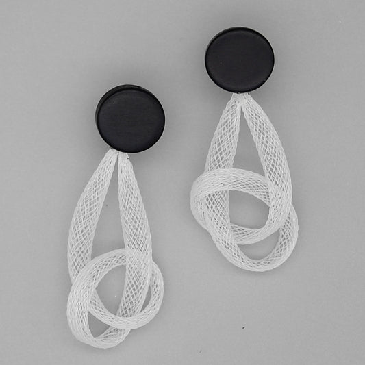 White Mesh Abstract Earrings