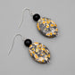 Gray and Yellow Granite Oval Earrings