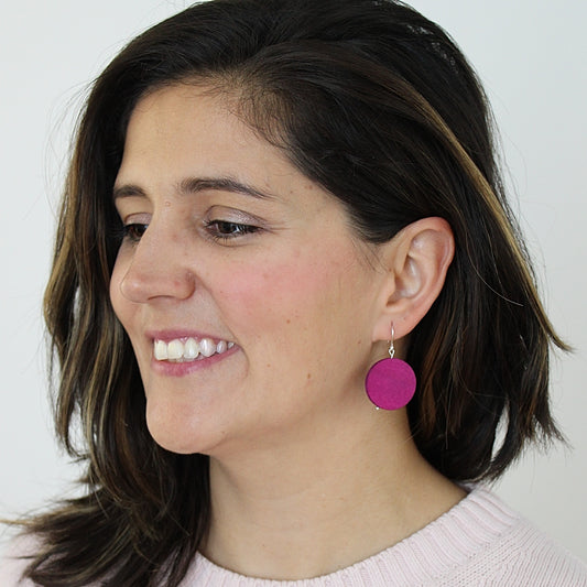 Fuchsia Dot Rosie Earrings - Sylca Designs - Chunky Jewelry 