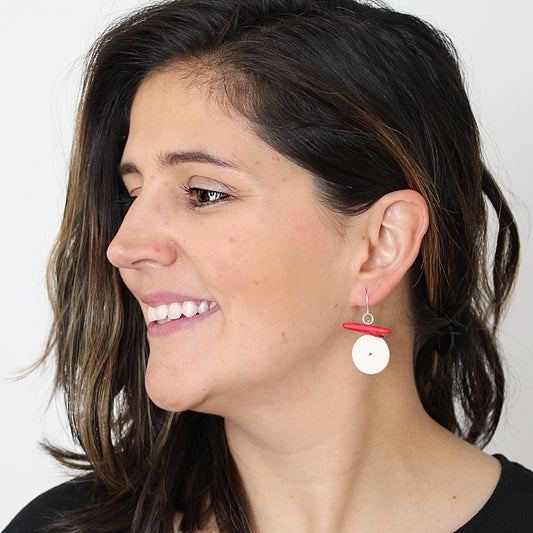 White and Red Elaine Earrings