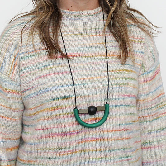 Green Modern Geometric Necklace