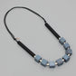 Brie Blue Block Bead Chunky Necklace