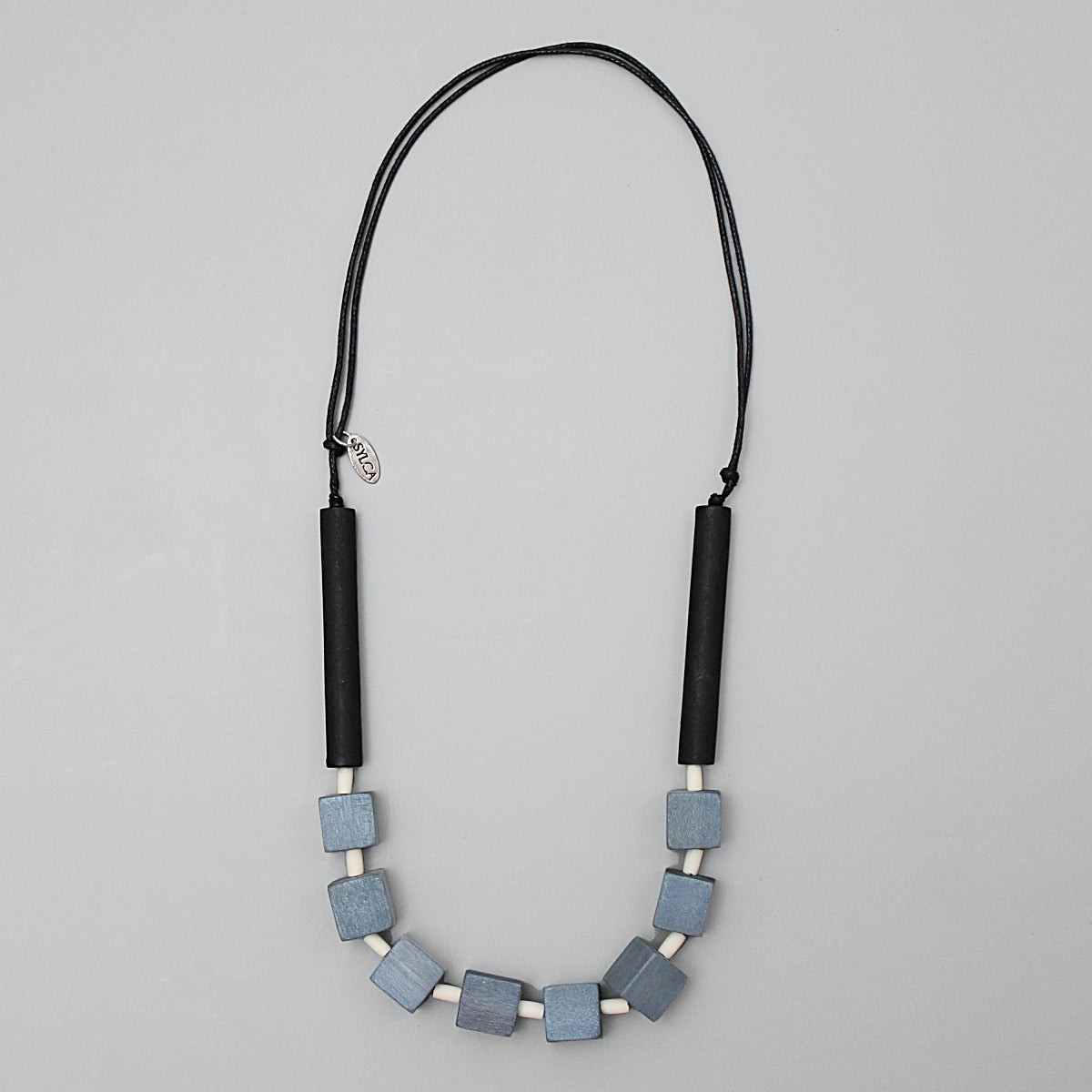 Brie Blue Block Bead Chunky Necklace