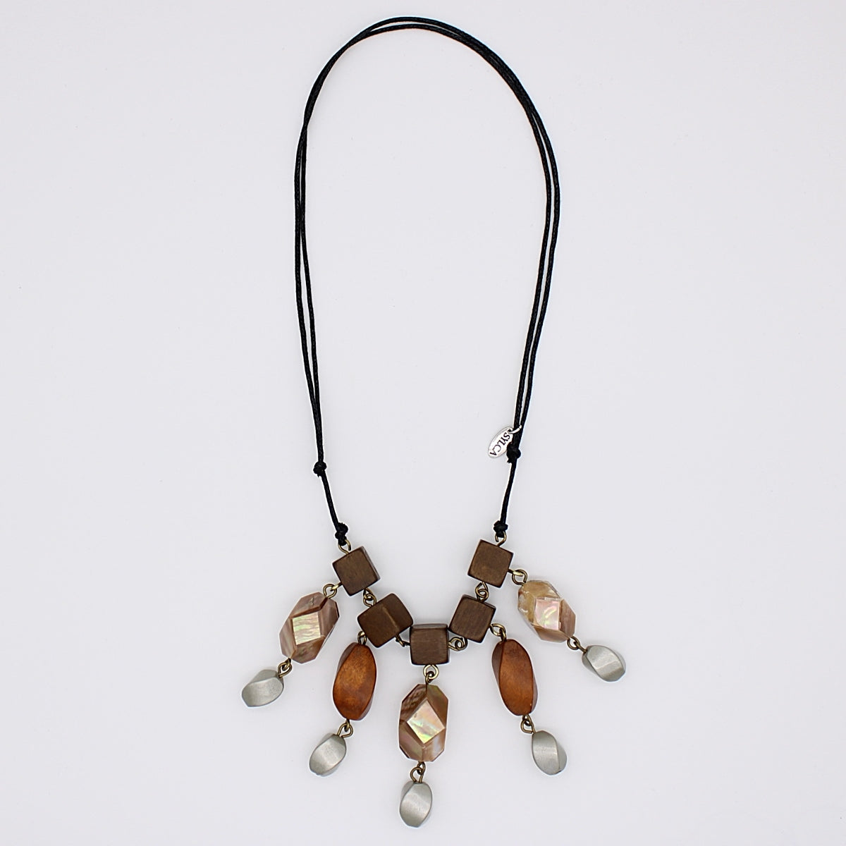 Shades of Brown Careen Dangle Necklace