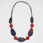Navy and Red Marbled Marcy Necklace