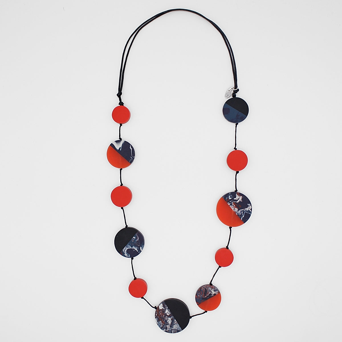 Navy and Red Marbled Marie Necklace